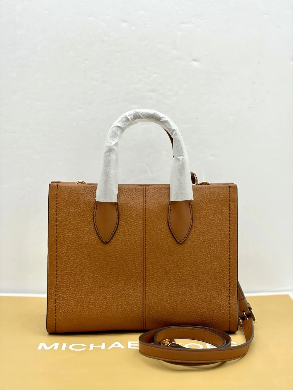 Michael Kors Mirella Small Shopper Top Zip Tote Crossbody Luggage